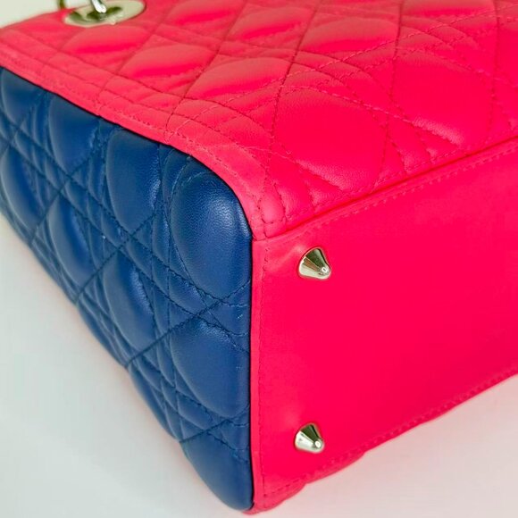 Dior Tri-color Leather Medium Lady Dior Shoulder Bag Tote - Picture 7 of 8